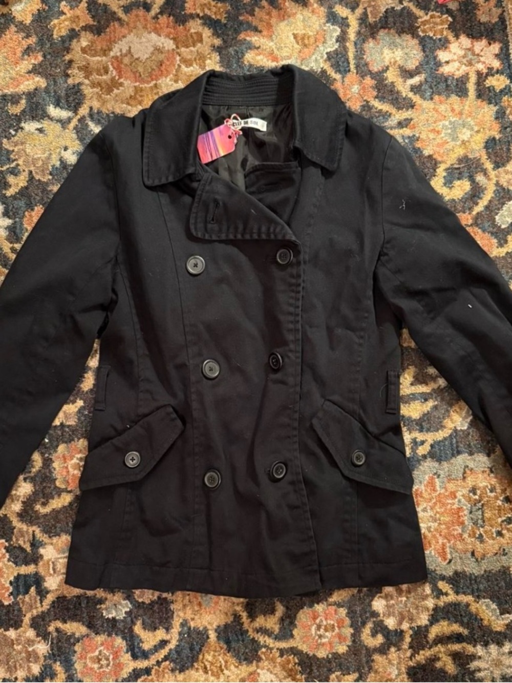 Women’s Black Double-Breasted Peacoat Jacket
